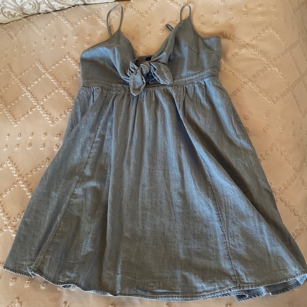 Denim BowTie Front Dress